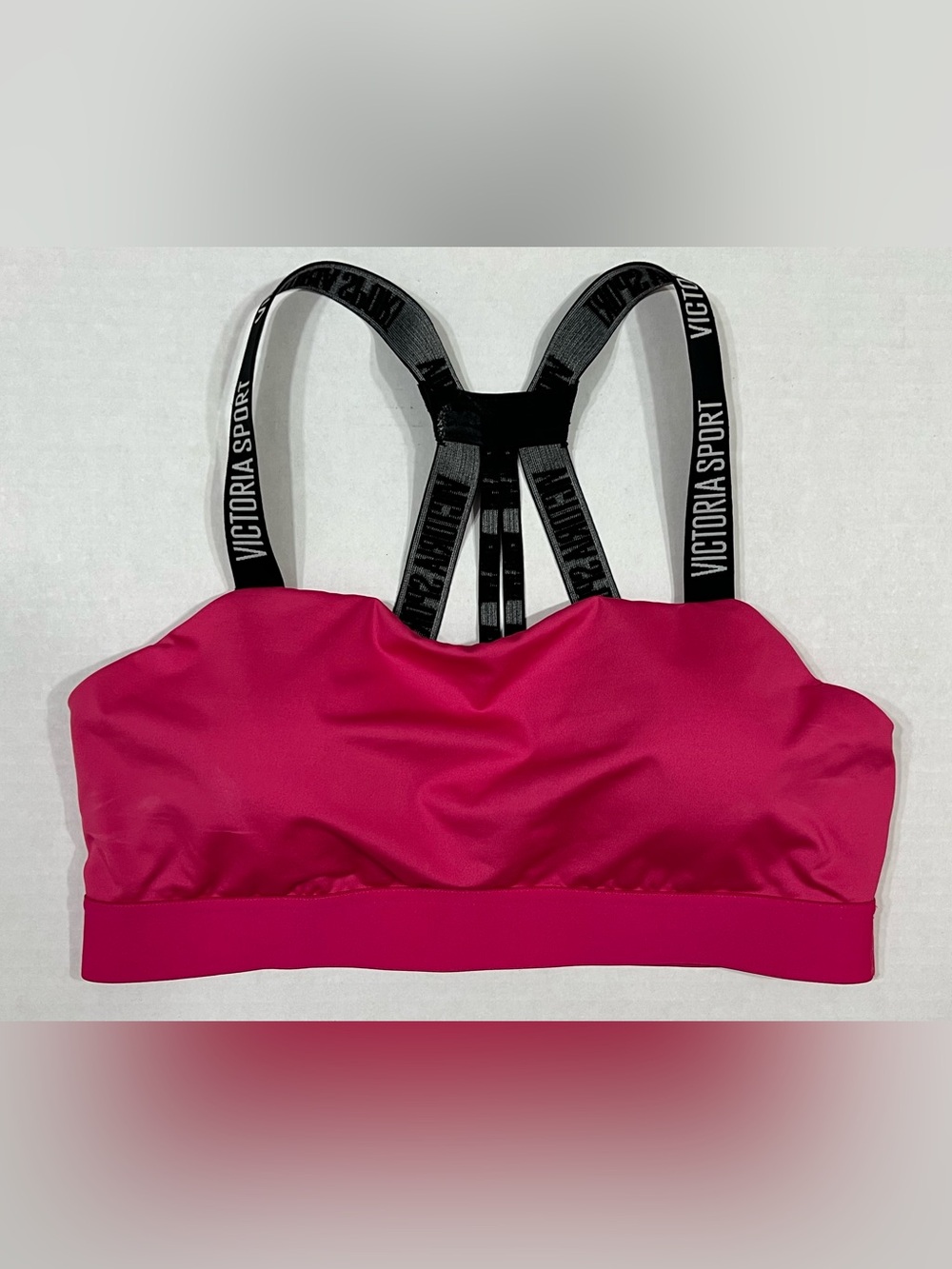 Victoria's Secret Hot Pink Sports Bra with Black Branded Straps